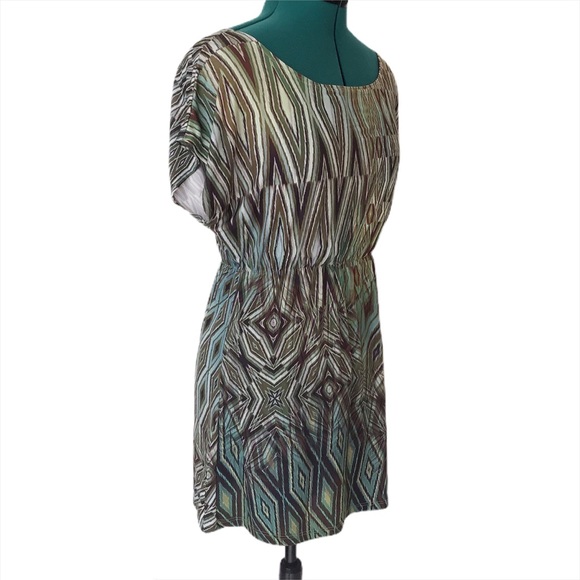 Tres Bien Brown and Teal Empire Waist Top, Medium - Picture 2 of 16